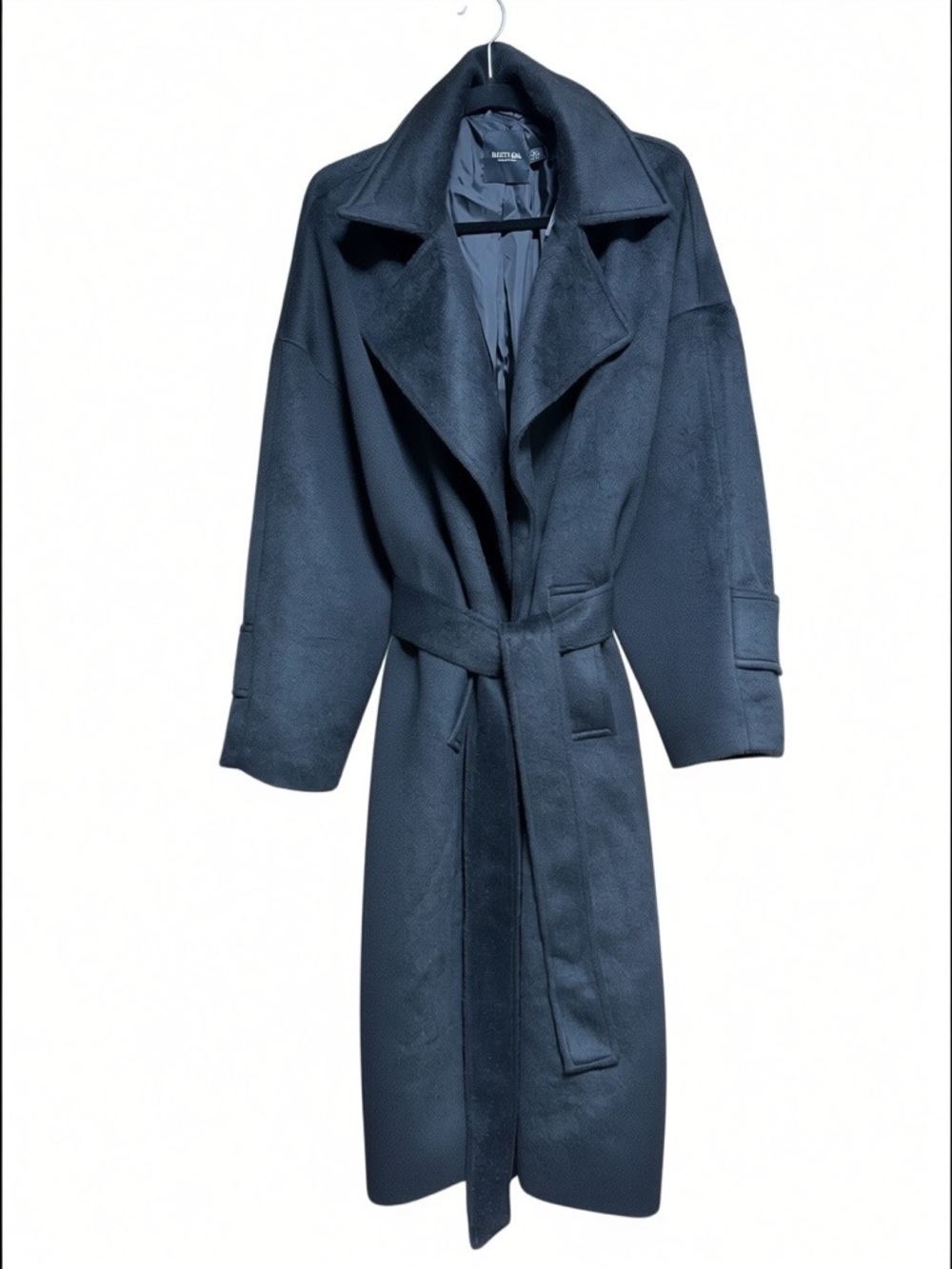 NASTY GAL Black Belted “Wool Look” Trench SIZE 6 NWT - Picture 4 of 12
